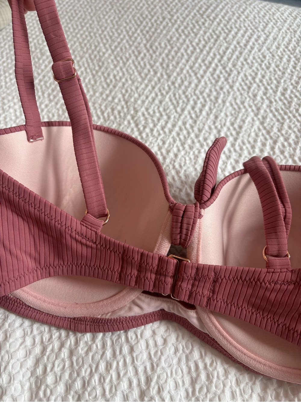 Shade & Shore Mauve Underwire Light Lift Bikini Set - 34DD Top & Medium Bottoms - Picture 3 of 6